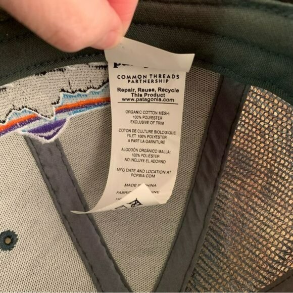 Patagonia mens mesh back baseball hat in gray - Picture 5 of 8